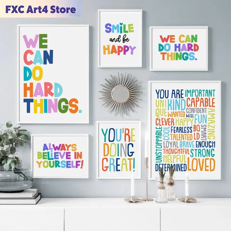 Kids Education Motivation - Frameloze positieve kinderkamer wandfoto inspirerende poster
