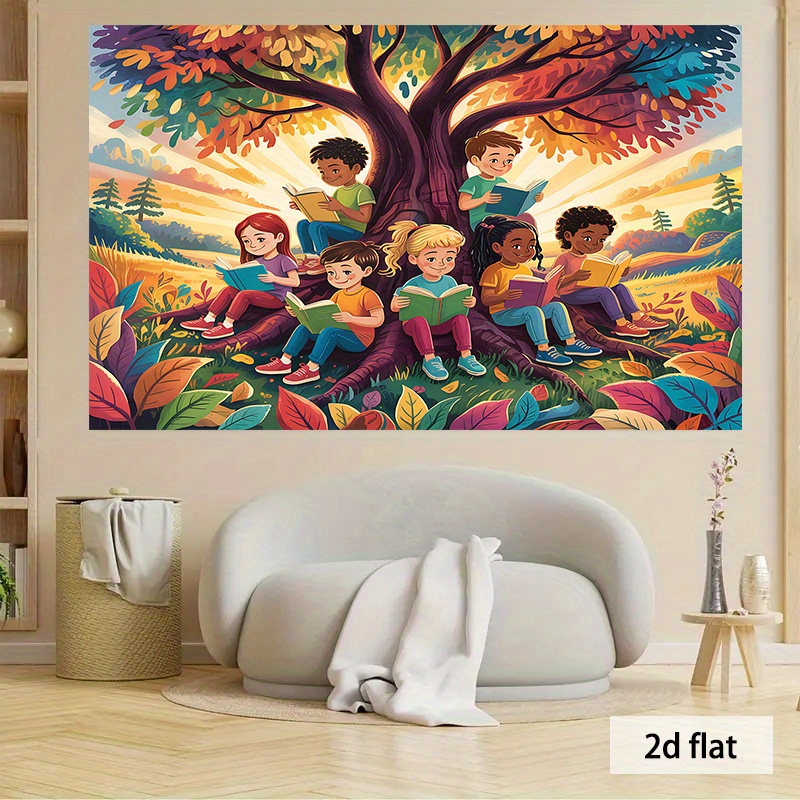 Kids Education Nursery - 2D plat, kinderen lezen onder een