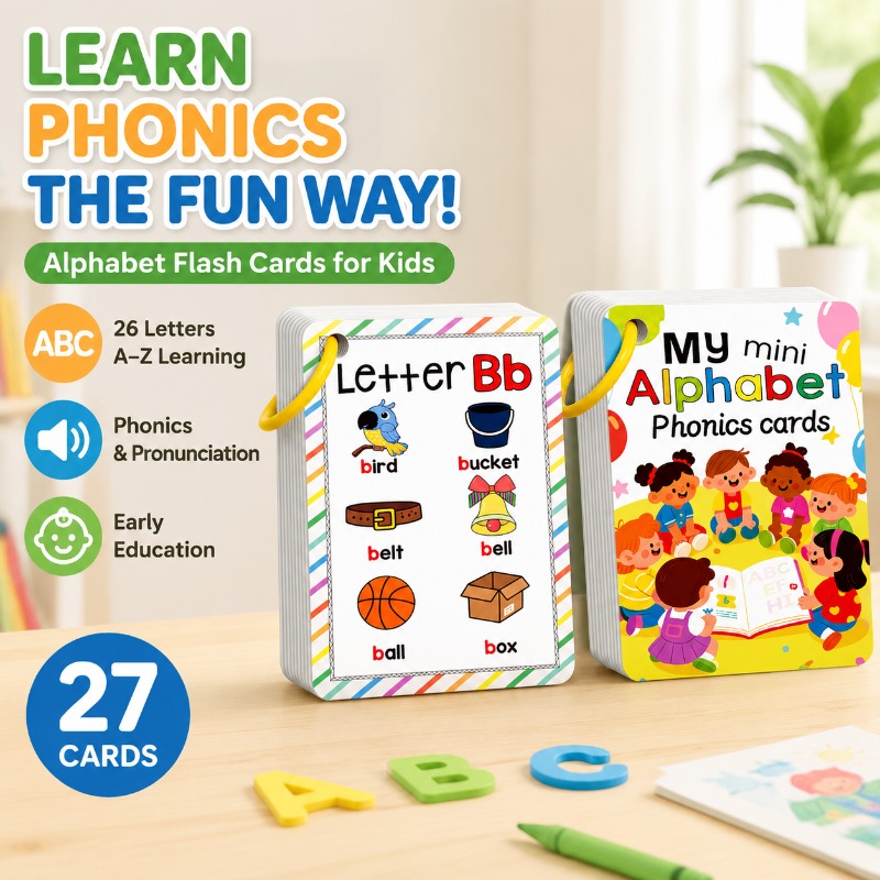 Flash Card Alphabet - Alfabet Phonics Engelse Leerkaarten 27 Vellen