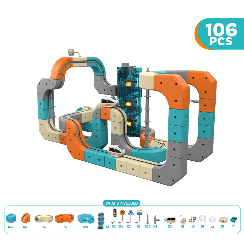 Kids Education Level - DIY Multi-Level Trapblok Magic Track Treinspeelgoed