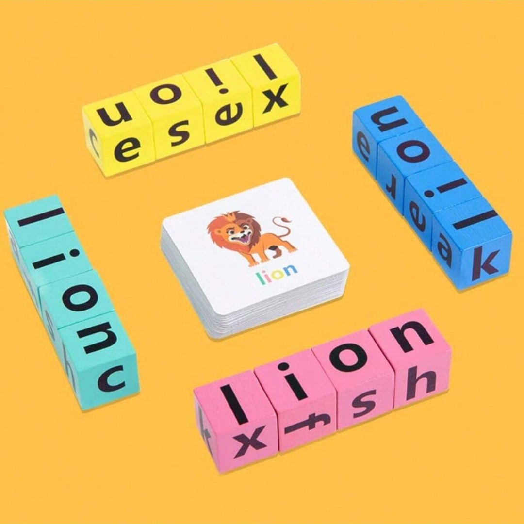 English Kids Education - Alfabetisch spellingsbordspel voor kinderen, 16 letterblokken
