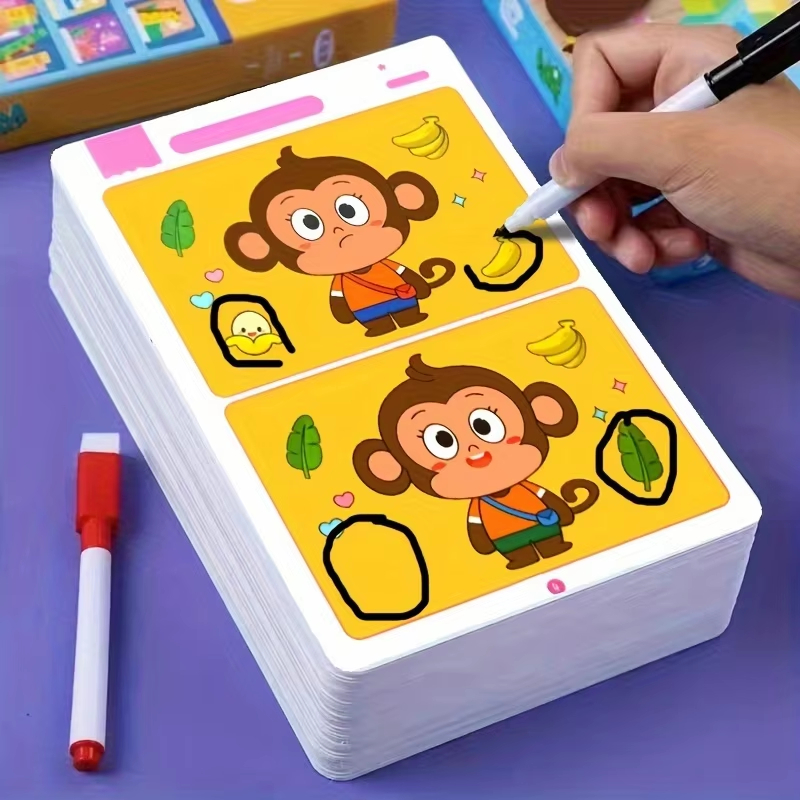 Kids Education Level - Vind verschillen Kaartspel Herbruikbare cartoon educatieve