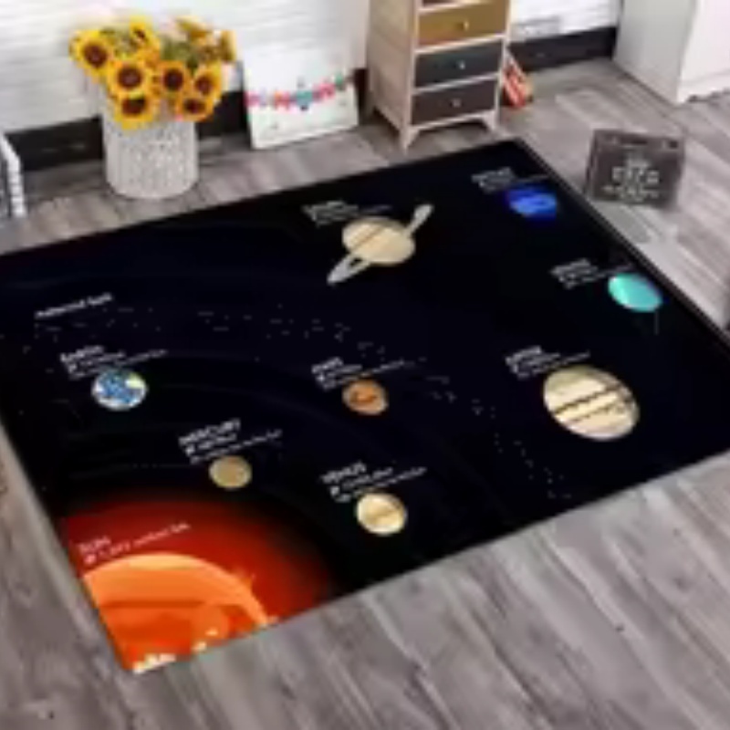 Background For Kids Education - Zwarte achtergrond zonnestelsel planeet label groot