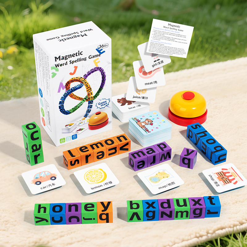 English Kids Education - 4 Spelers Kinderen Magnetische Spelling Woordkubus