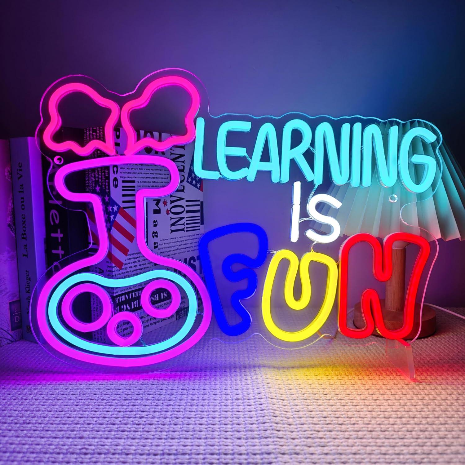 Kids Education Motivation - Leren is leuk Neonbord USB Dimbaar