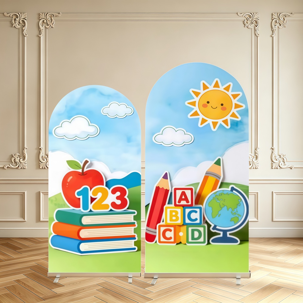 Background For Kids Education - Terug Naar School Decoratie Boog Achtergrondhoes