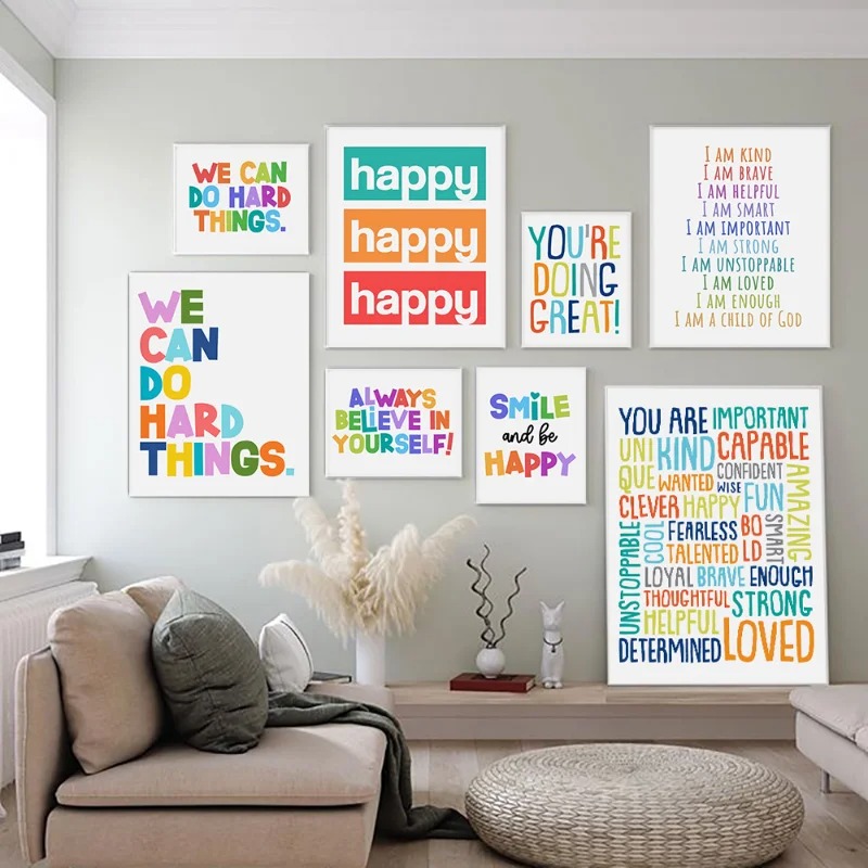 Positieve kinderkamer wandfoto - Kids Education Motivation recensie en prijs