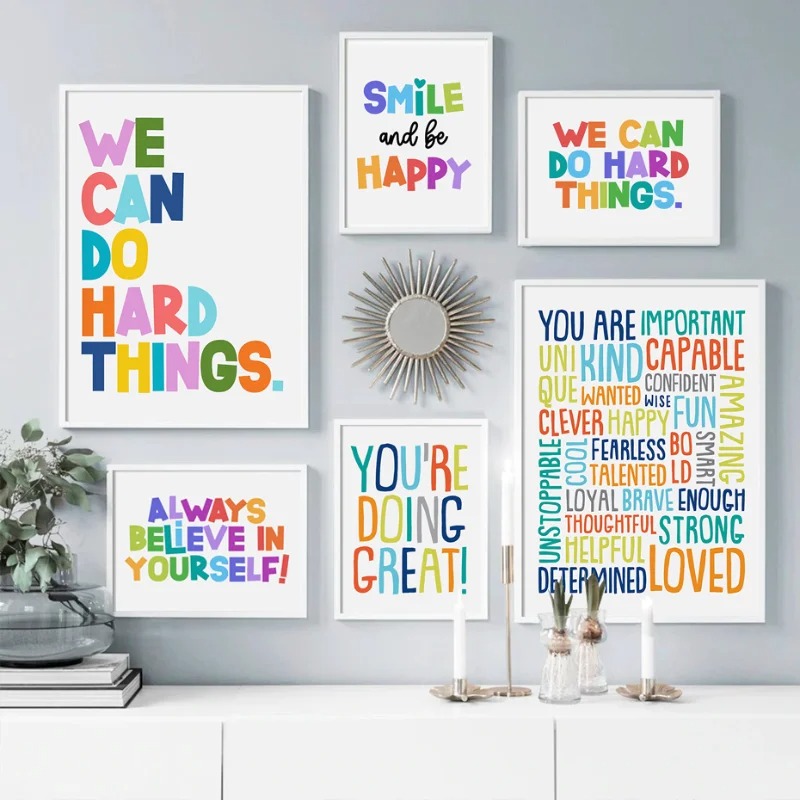 Positieve kinderkamer wandfoto - Kids Education Motivation recensie en prijs