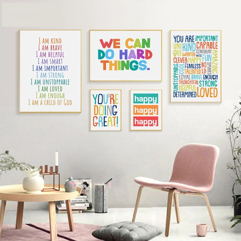 Positieve kinderkamer wandfoto - Kids Education Motivation recensie en prijs